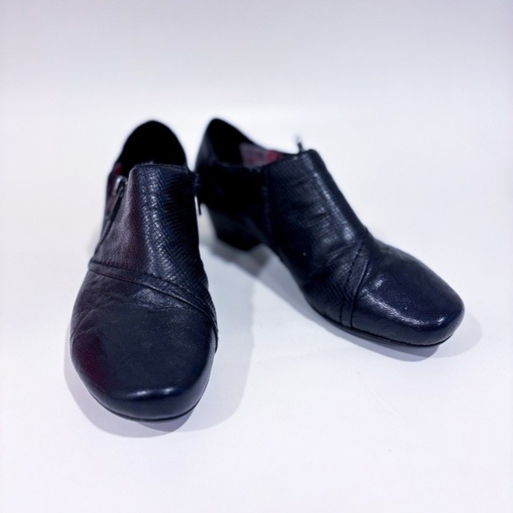RIEKER Black Faux Snakeskin Double Zip Low Block Heel Shoes Size 5.5